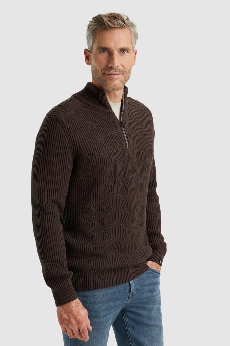 Vanguard half zip collar cotton blend wool